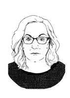 Eine stilisierte Zeichnung von Maria Leeb.